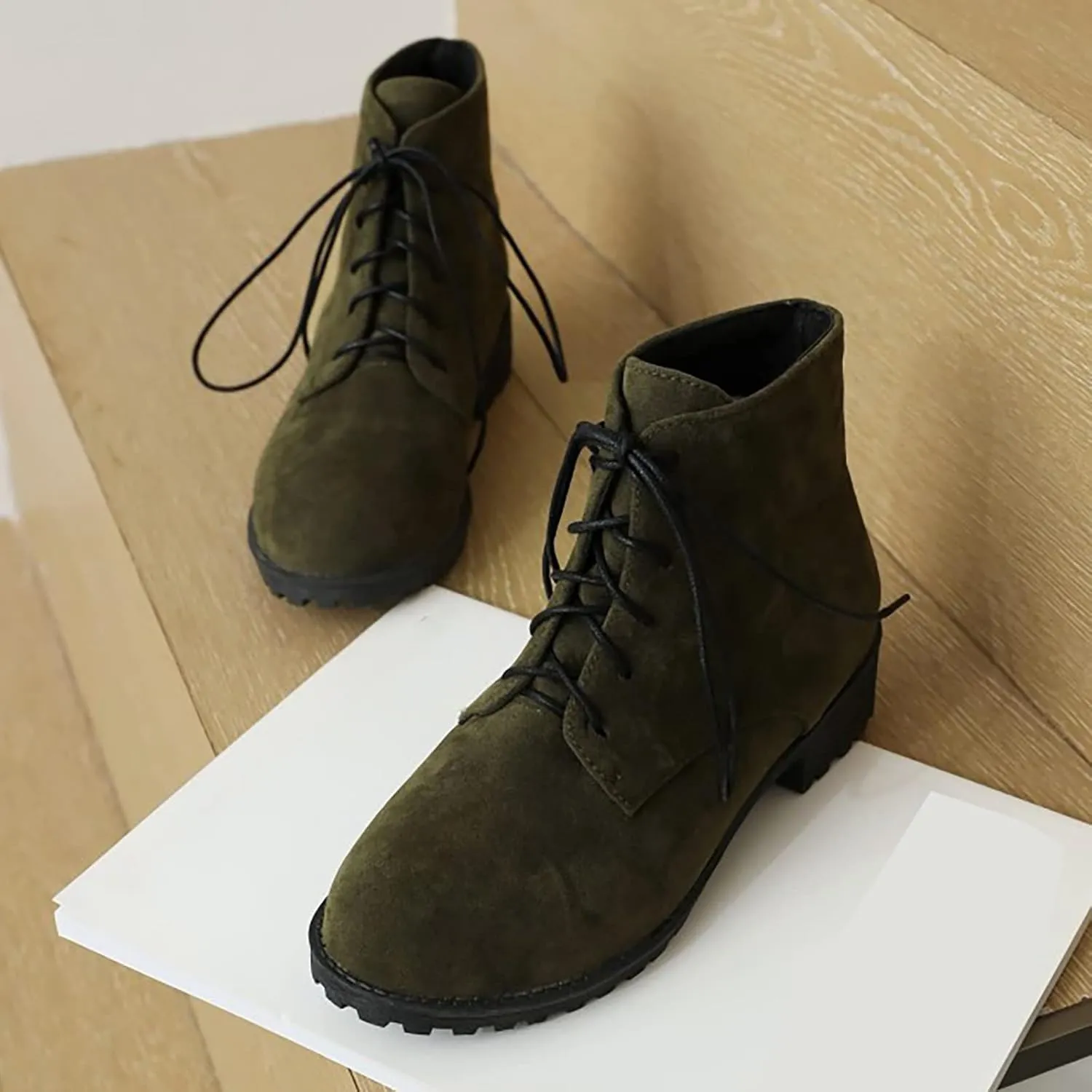 Ankle Boots for Women Womens Dress Booties Booties for Women Low Heel Work Boot Shoe Laces Men Closed Back Lightweight Breathable Pointed Toe Mid Heel Slip On