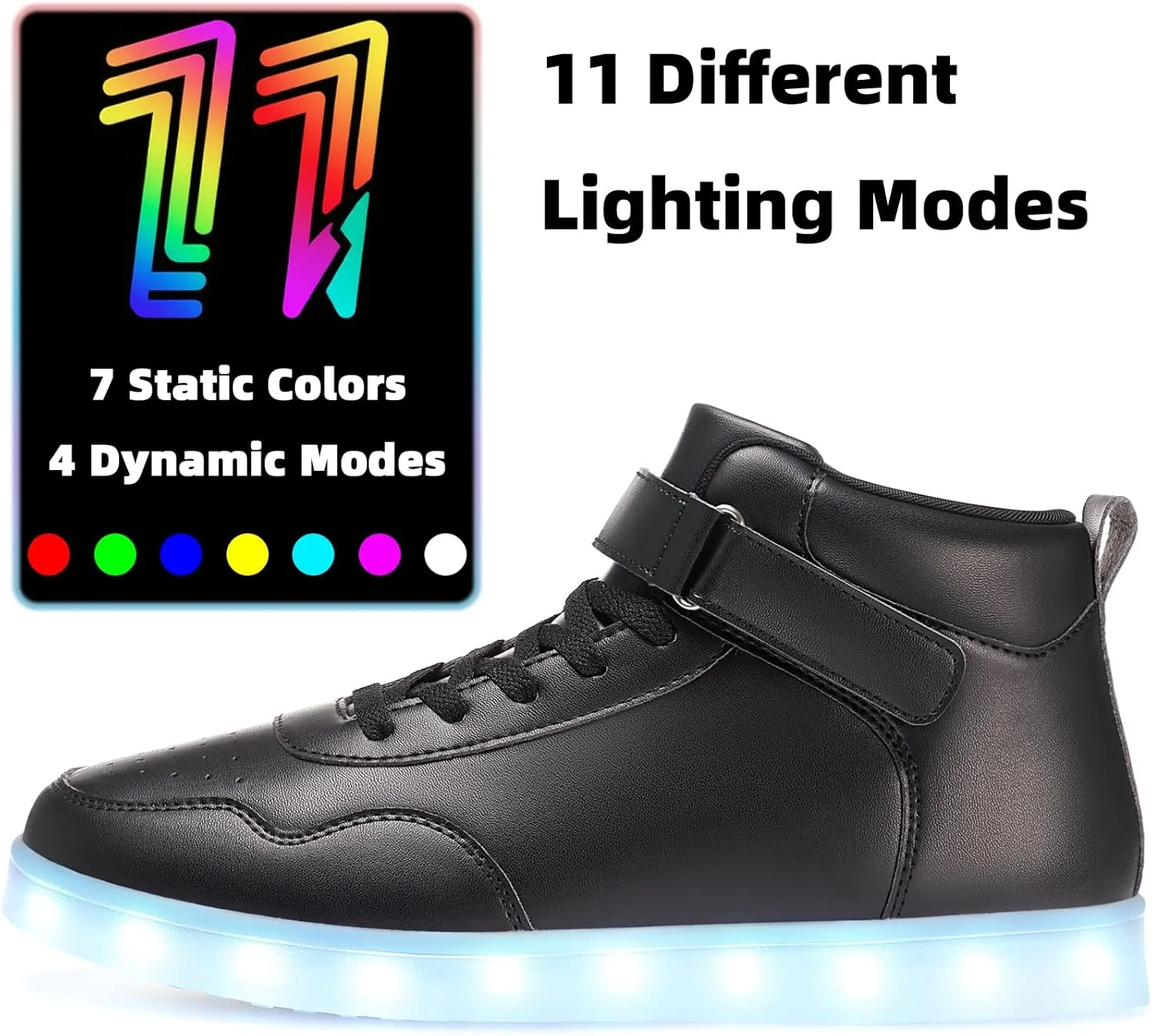 APTESOL Unisex LED Shoes High Top Light Up Sneakers for Women Men