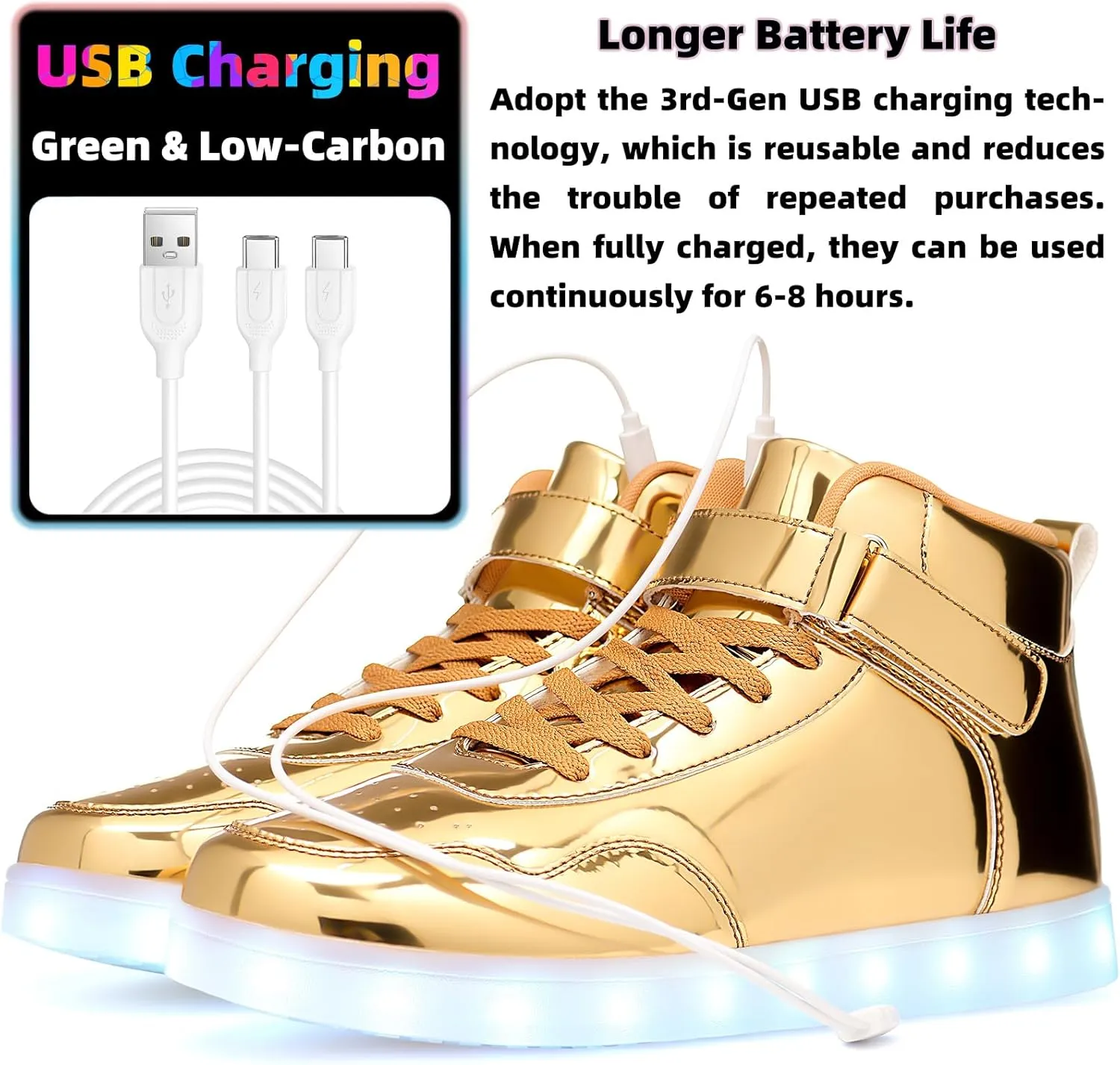 APTESOL Unisex LED Shoes High Top Light Up Sneakers for Women Men