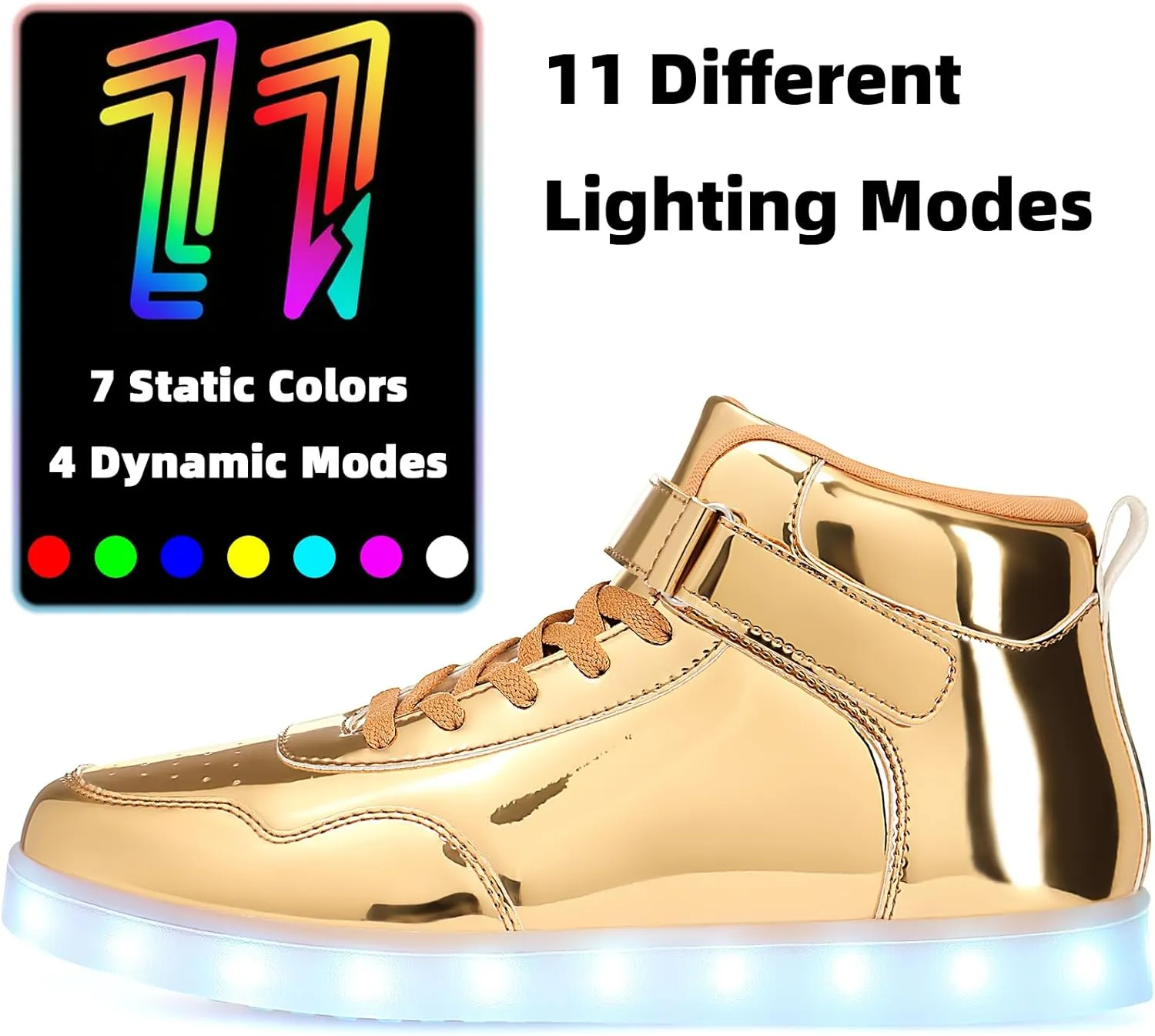 APTESOL Unisex LED Shoes High Top Light Up Sneakers for Women Men