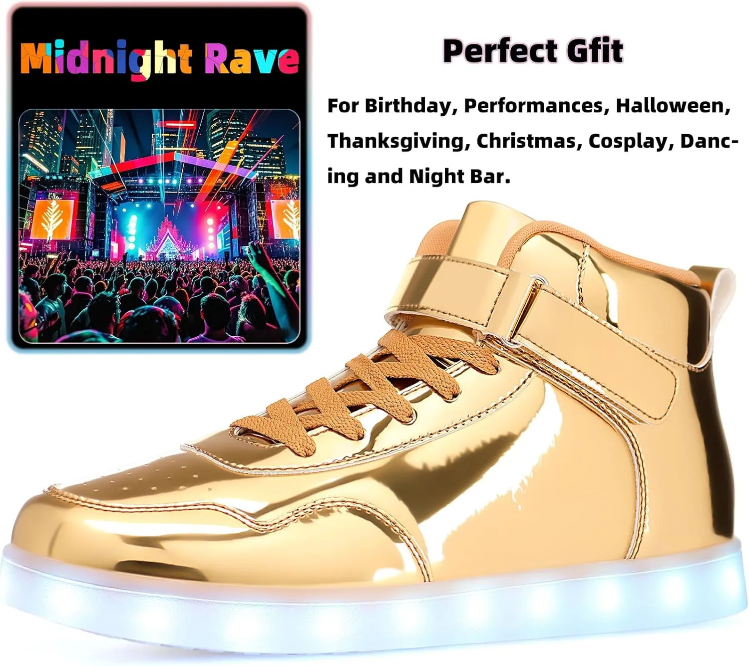 APTESOL Unisex LED Shoes High Top Light Up Sneakers for Women Men
