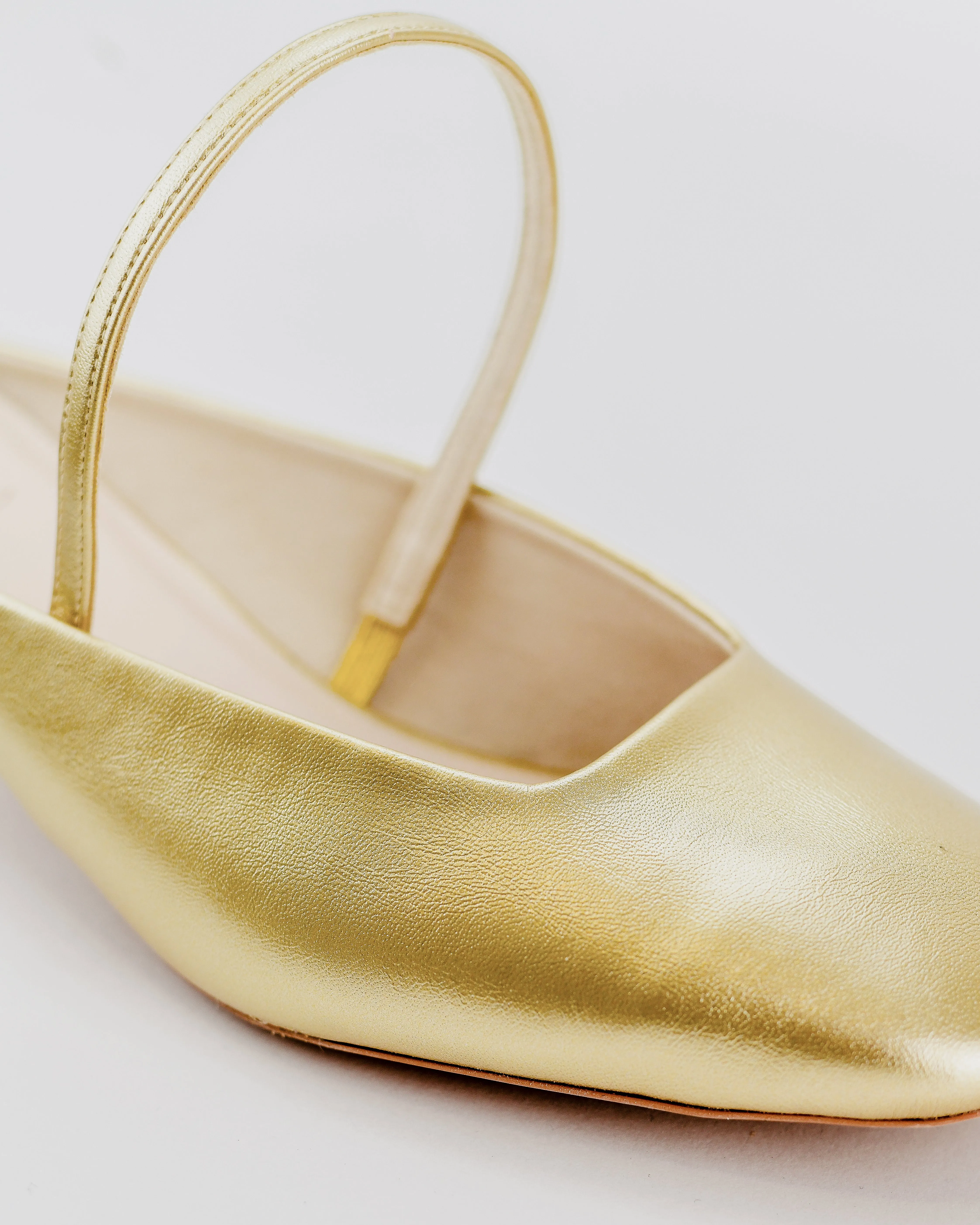 Azura Slingback Kitten Heel Mules (Gold)