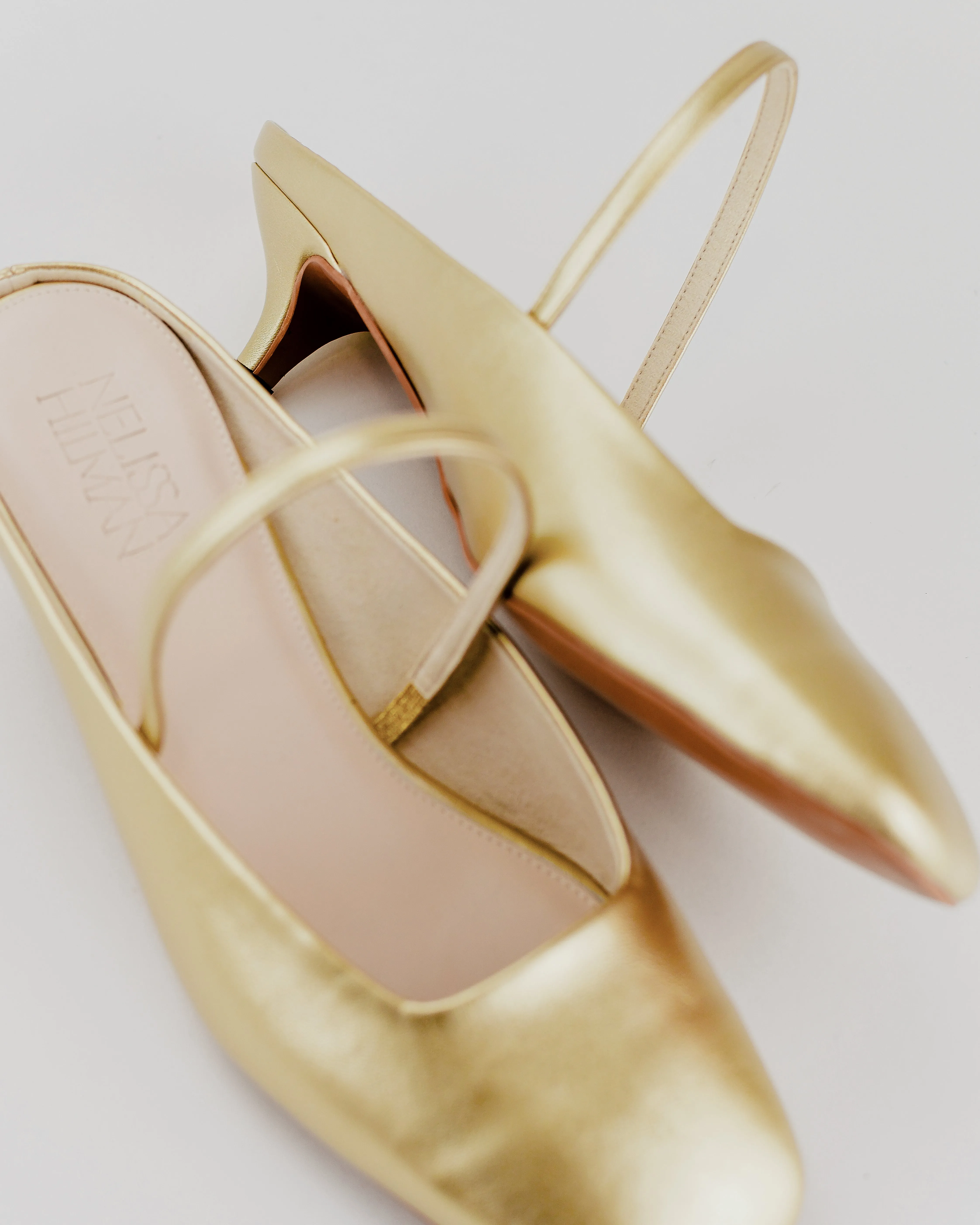 Azura Slingback Kitten Heel Mules (Gold)
