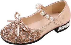 Baby Girls Beaded Sequins Sandals Cap Toe Ankle Strap Pearl Wedding Shoes Toddler Lightweight Comfy Summer Dress Shoes