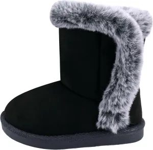 Baby Girls Winter Boots Toddler Kid Fashion Fur Lined Lightweight Warm Snow Boots for Everyday Wear