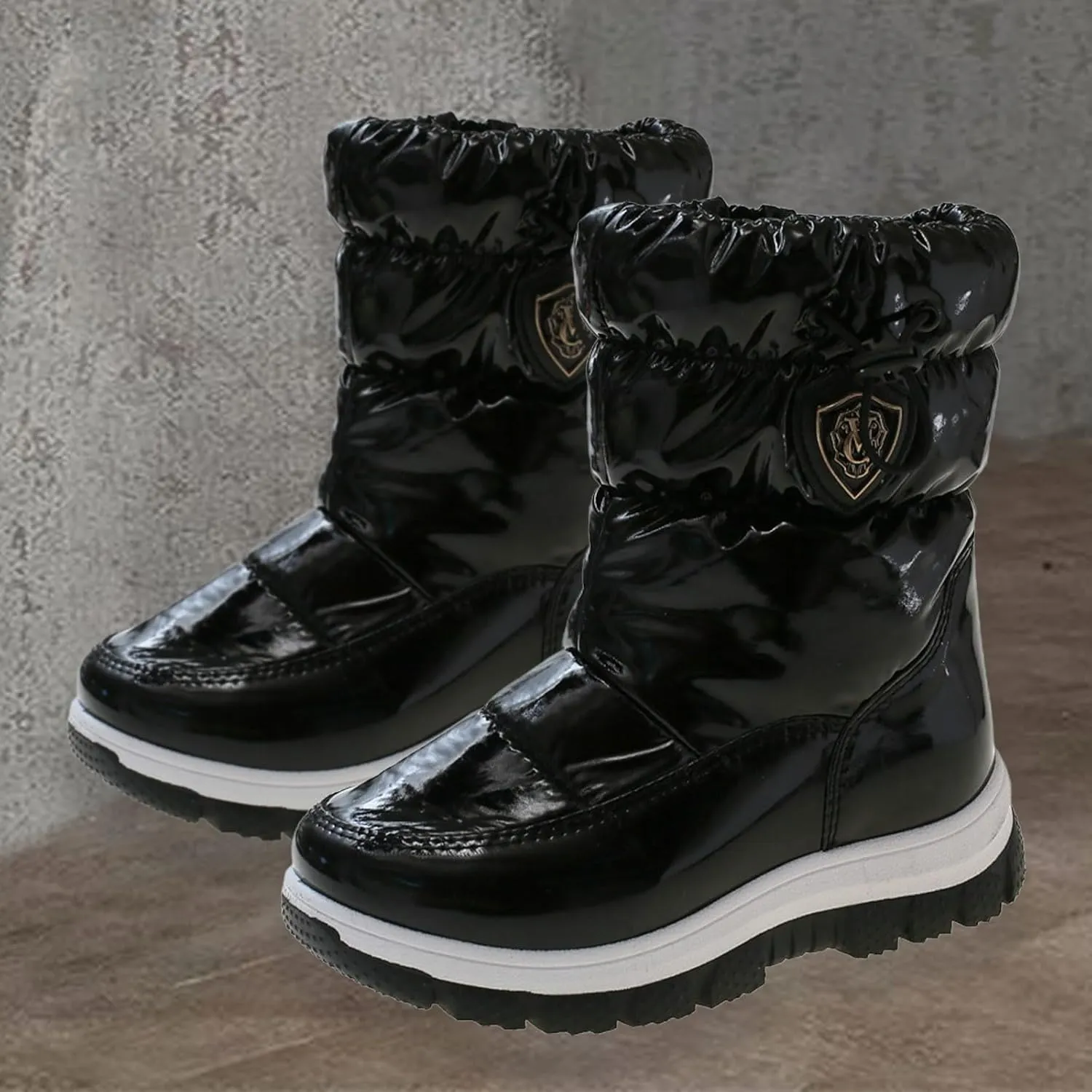Big Kids Fashion Snow Boots Flat Thick aterproof Shoes Winter Childrens Boys Mid Length Comfy Booties Padded Chunky