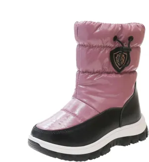 Big Kids Fashion Snow Boots Flat Thick aterproof Shoes Winter Childrens Boys Mid Length Comfy Booties Padded Chunky