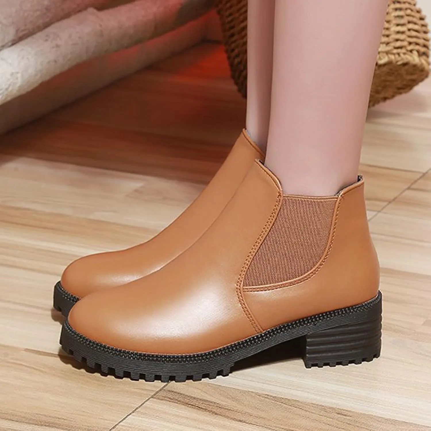 Black Cowboy Boots for Women Ankle Booties for Women 2024 Comfortable Barefoot Boots Women Wedge Bootie for Women Dressy Non Slip Slip On Pump Closed Toe Stacked Heel