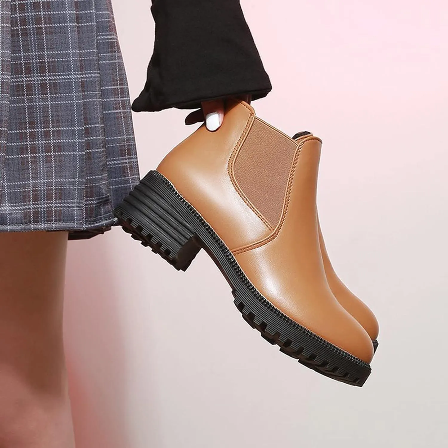 Black Cowboy Boots for Women Ankle Booties for Women 2024 Comfortable Barefoot Boots Women Wedge Bootie for Women Dressy Non Slip Slip On Pump Closed Toe Stacked Heel