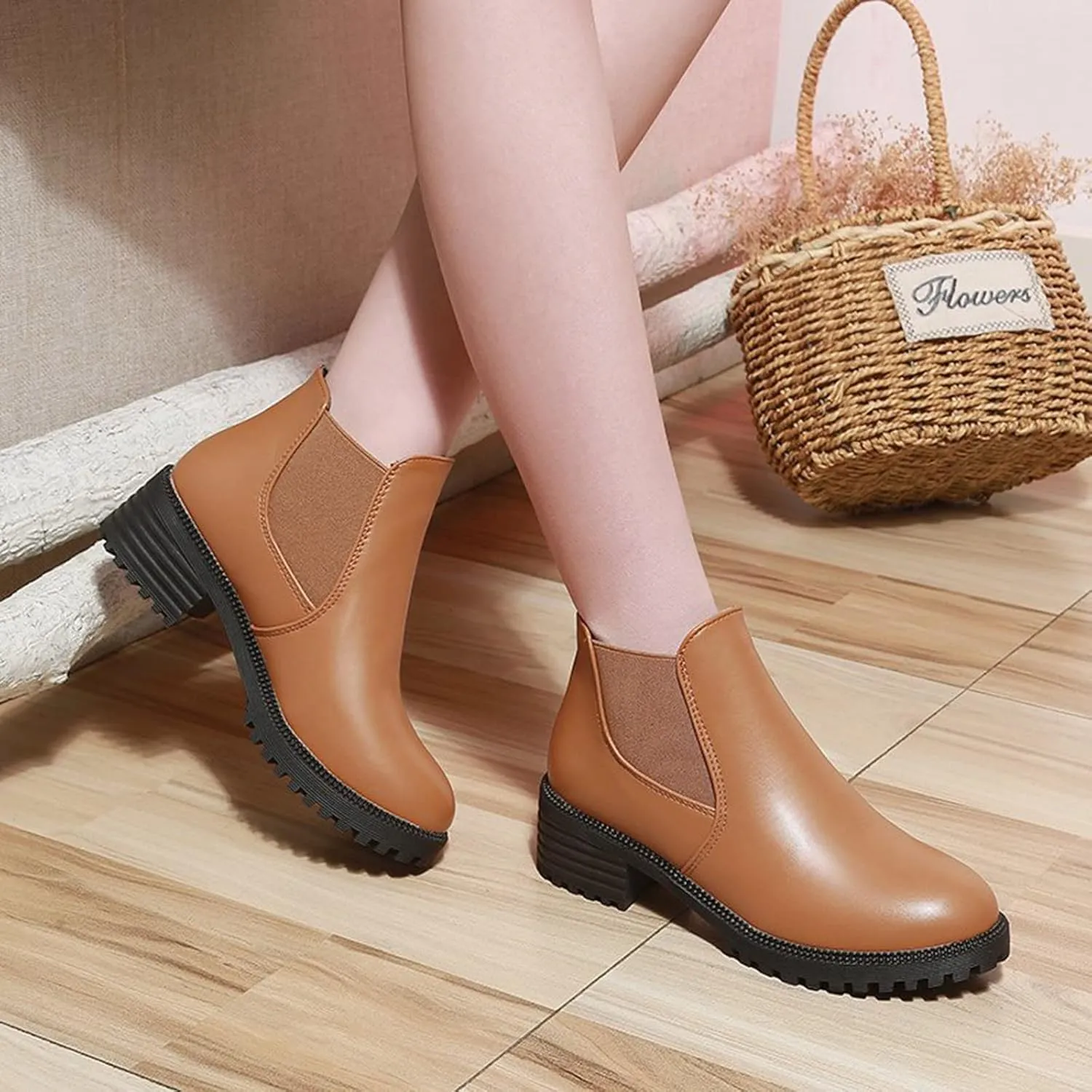 Black Cowboy Boots for Women Ankle Booties for Women 2024 Comfortable Barefoot Boots Women Wedge Bootie for Women Dressy Non Slip Slip On Pump Closed Toe Stacked Heel