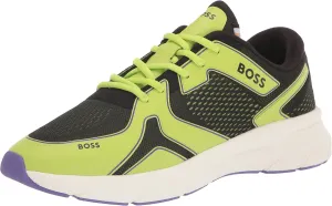 BOSS Men's Running Style Mix Materal Sneakers with Embossed Logo