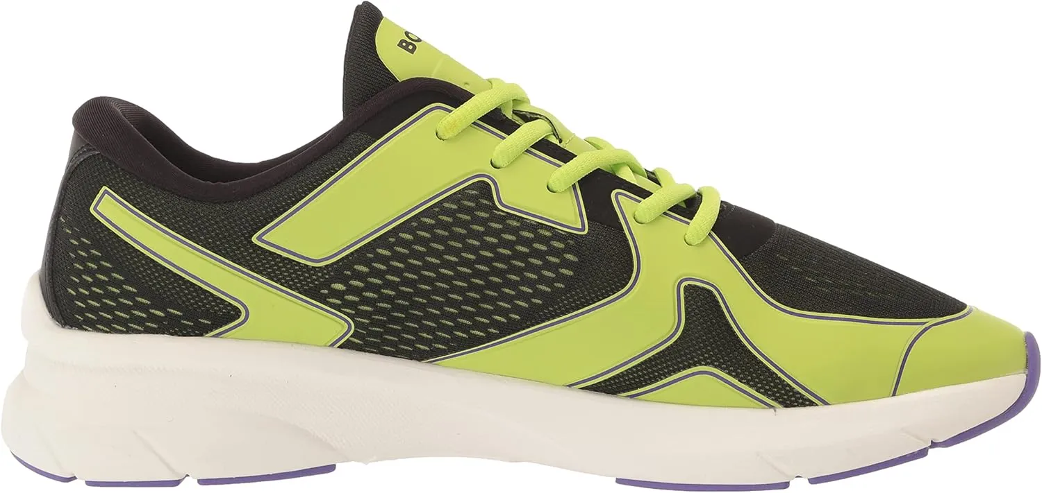 BOSS Men's Running Style Mix Materal Sneakers with Embossed Logo