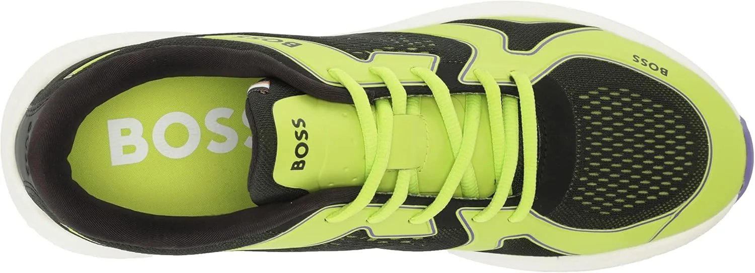 BOSS Men's Running Style Mix Materal Sneakers with Embossed Logo