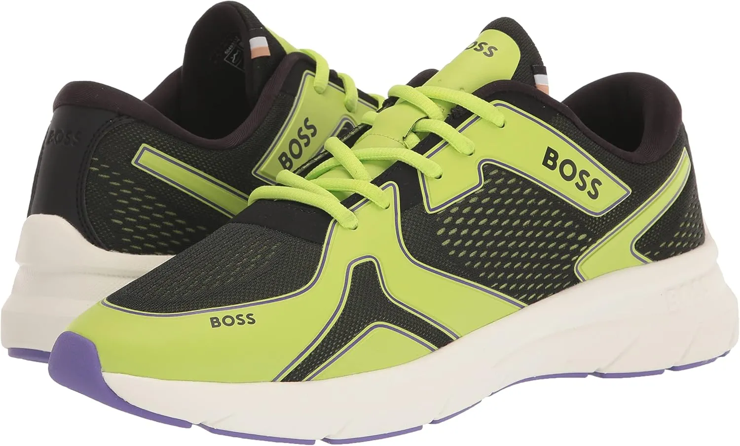 BOSS Men's Running Style Mix Materal Sneakers with Embossed Logo