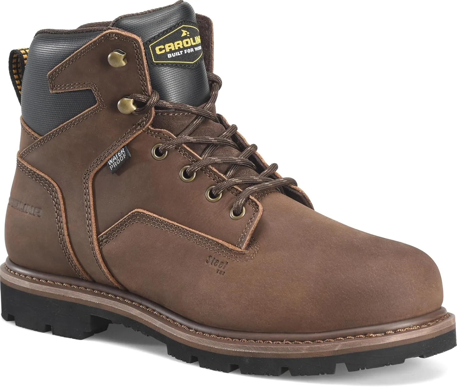 Carolina Mens 6" Waterproof Steel Toe Work Boot, Brown - 12 2E