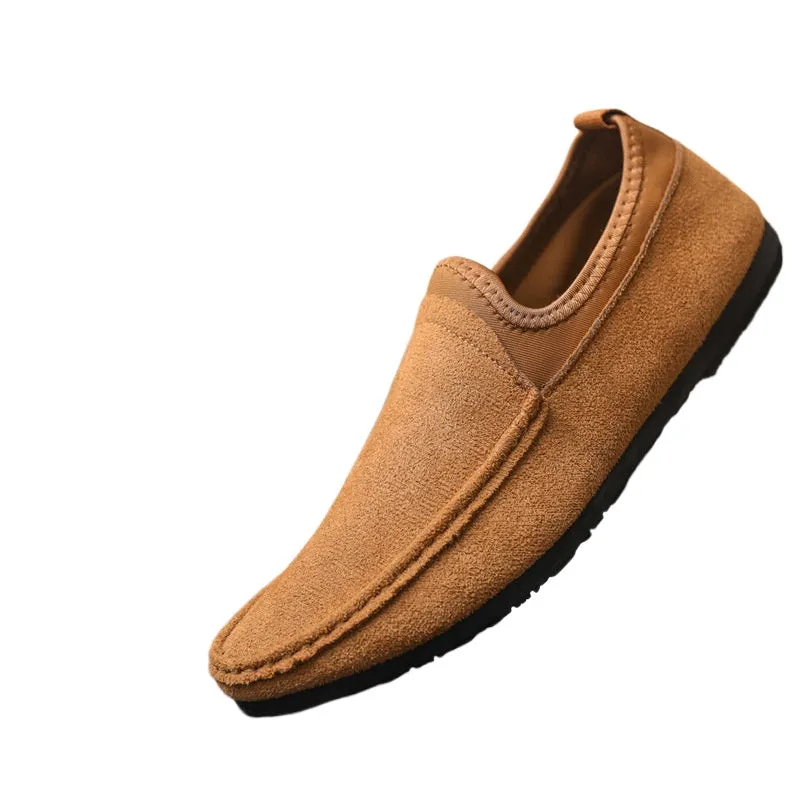 Casual thin versatile waterproof leather surface simple thick-soled soft leather senior men's loafu Doudou shoes one pedal to work