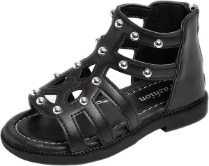Children Shoes Flat High Top Sandals Fashion Summer Little Girl Beads High Top Princess Sandals Kids Girls Leather