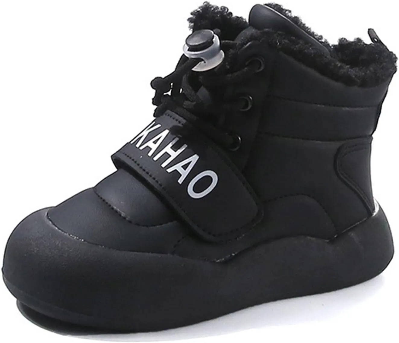 Chunky Sole Fashion Snow Booties For Kids Boys Girls Childrens Cotton Fuzzy Shoes Outdoor Comfy Warm Black Light Boots