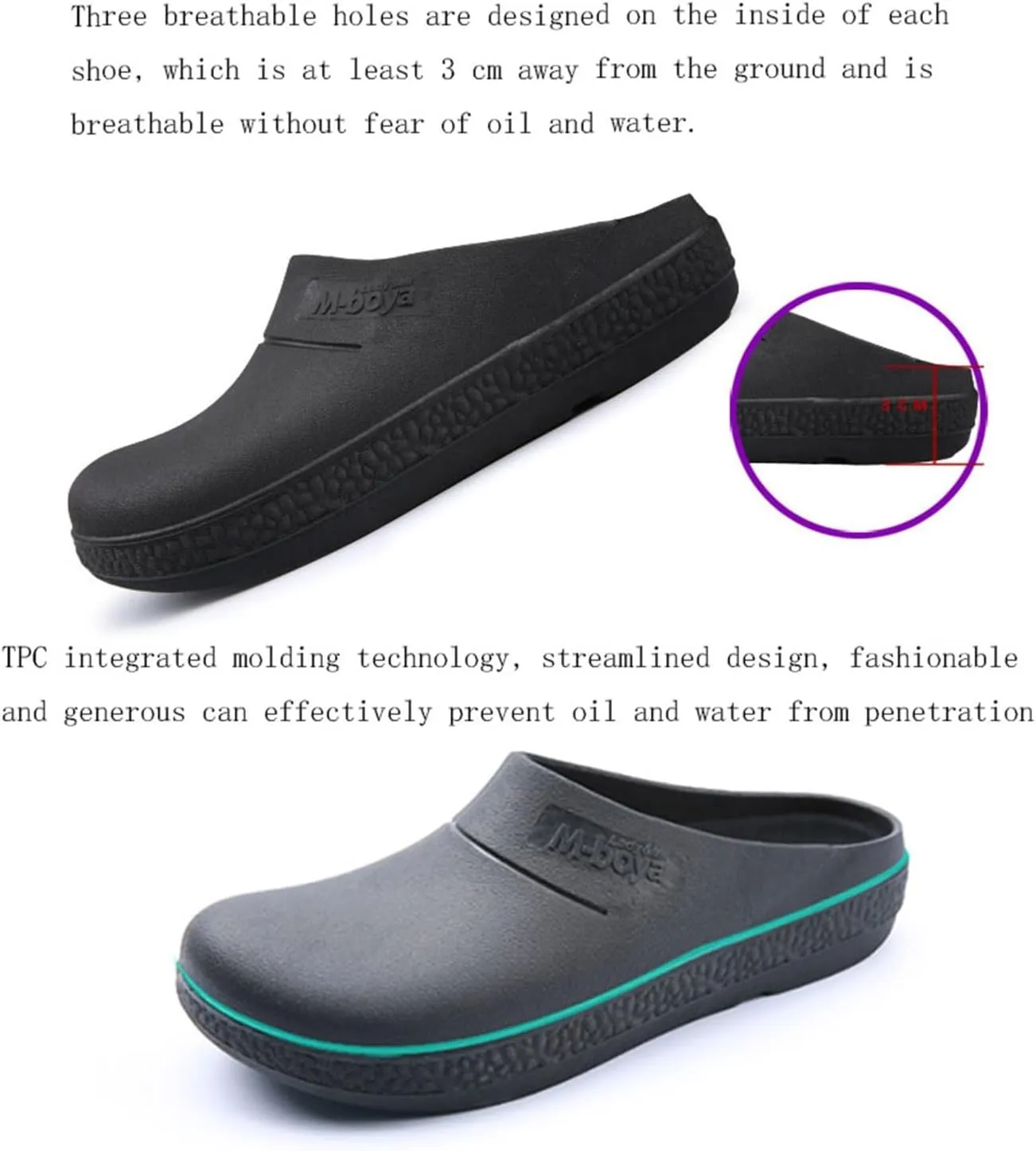 Comfortable Non Slip Chef Work Shoes, Slip on Food Service Kitchen Waterproof Oil Resistant Chef Restaurant Shoes for Men, Durable and Comfortable Breathable Sandals, for Garden, Nurse