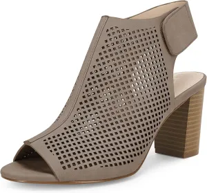 Coutgo Heels for Women Open Toe Boots Cutout Ankle Strap High Heel Chunky Block Sandals