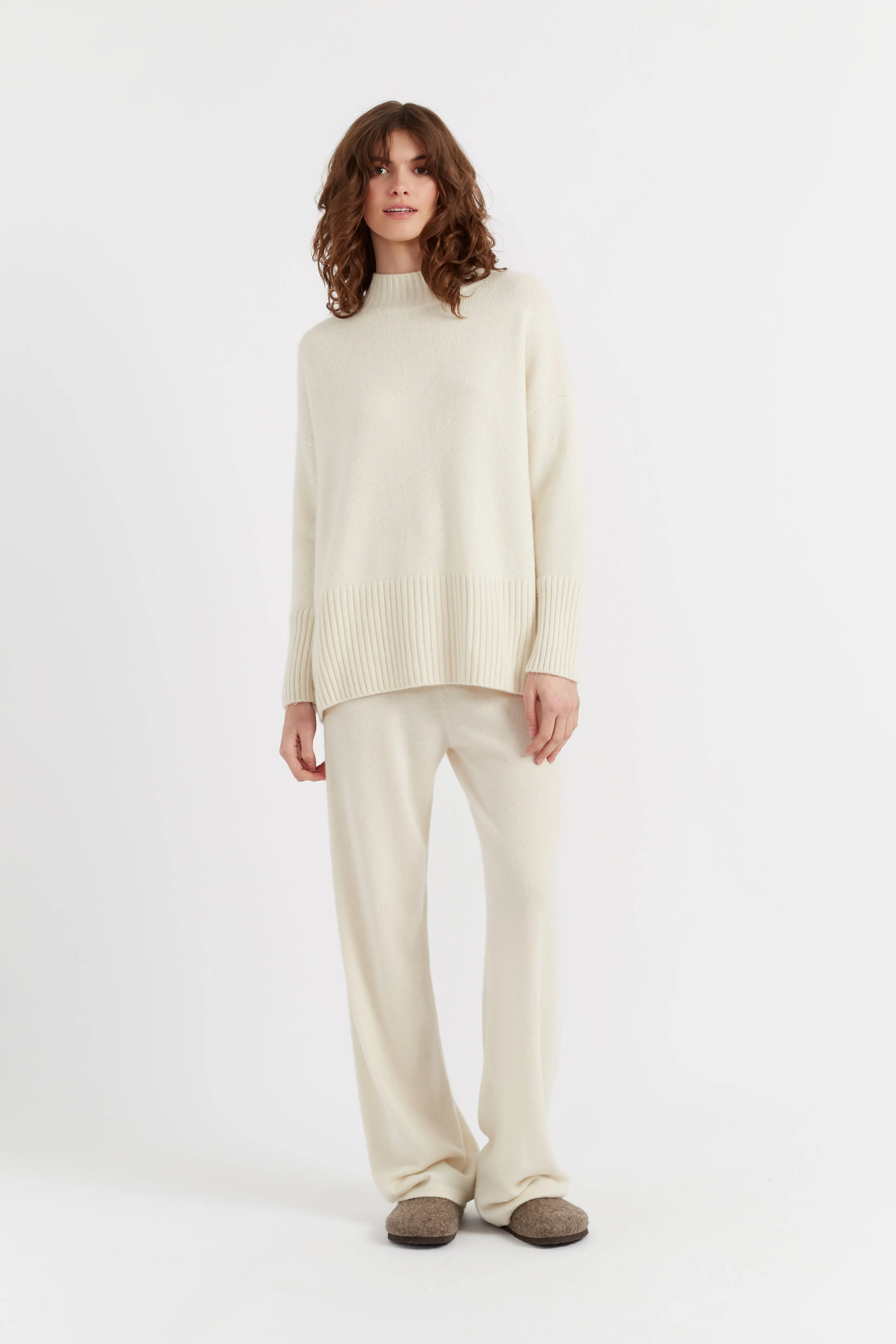 Cream Pure Cashmere Comfort Sweater