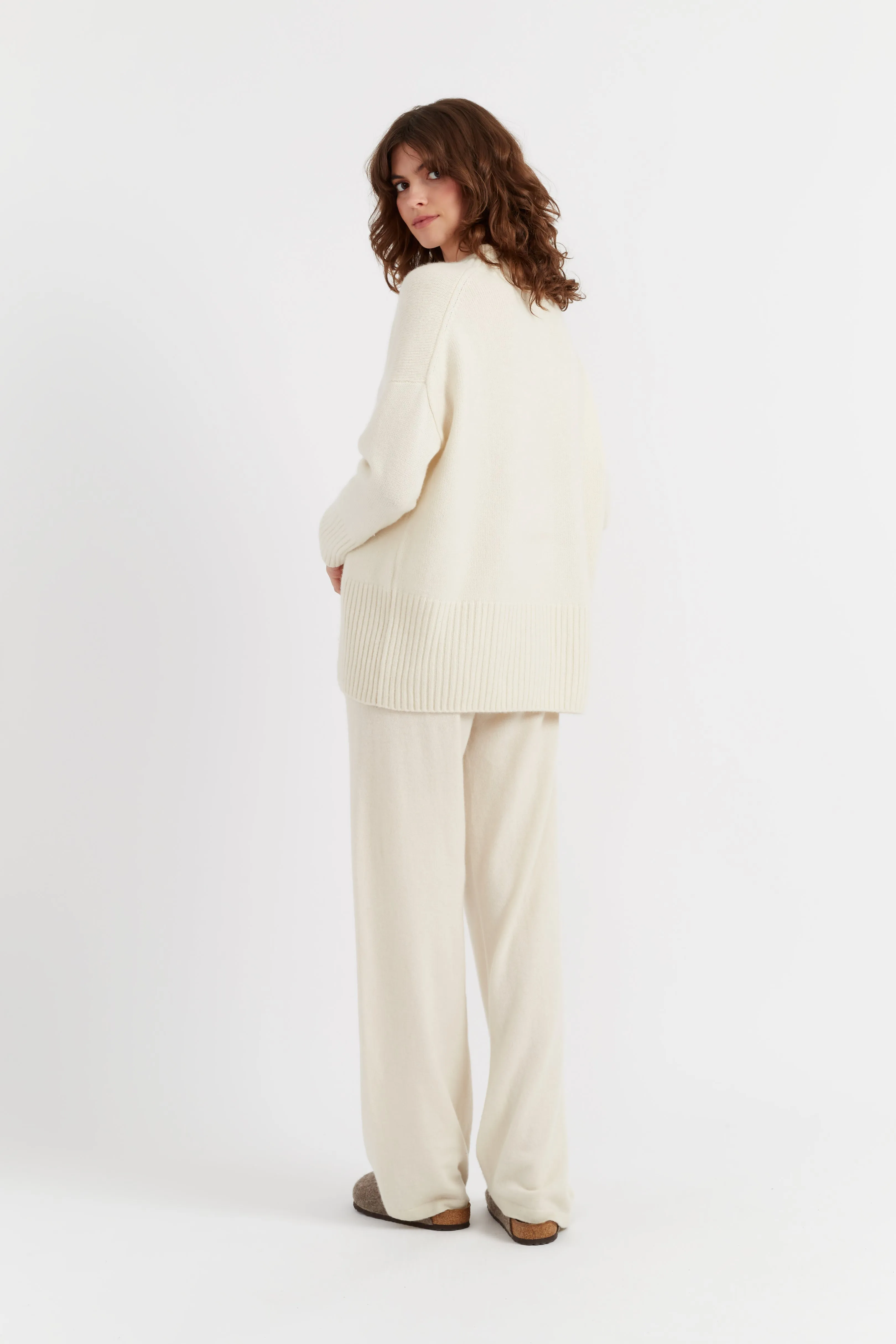 Cream Pure Cashmere Comfort Sweater