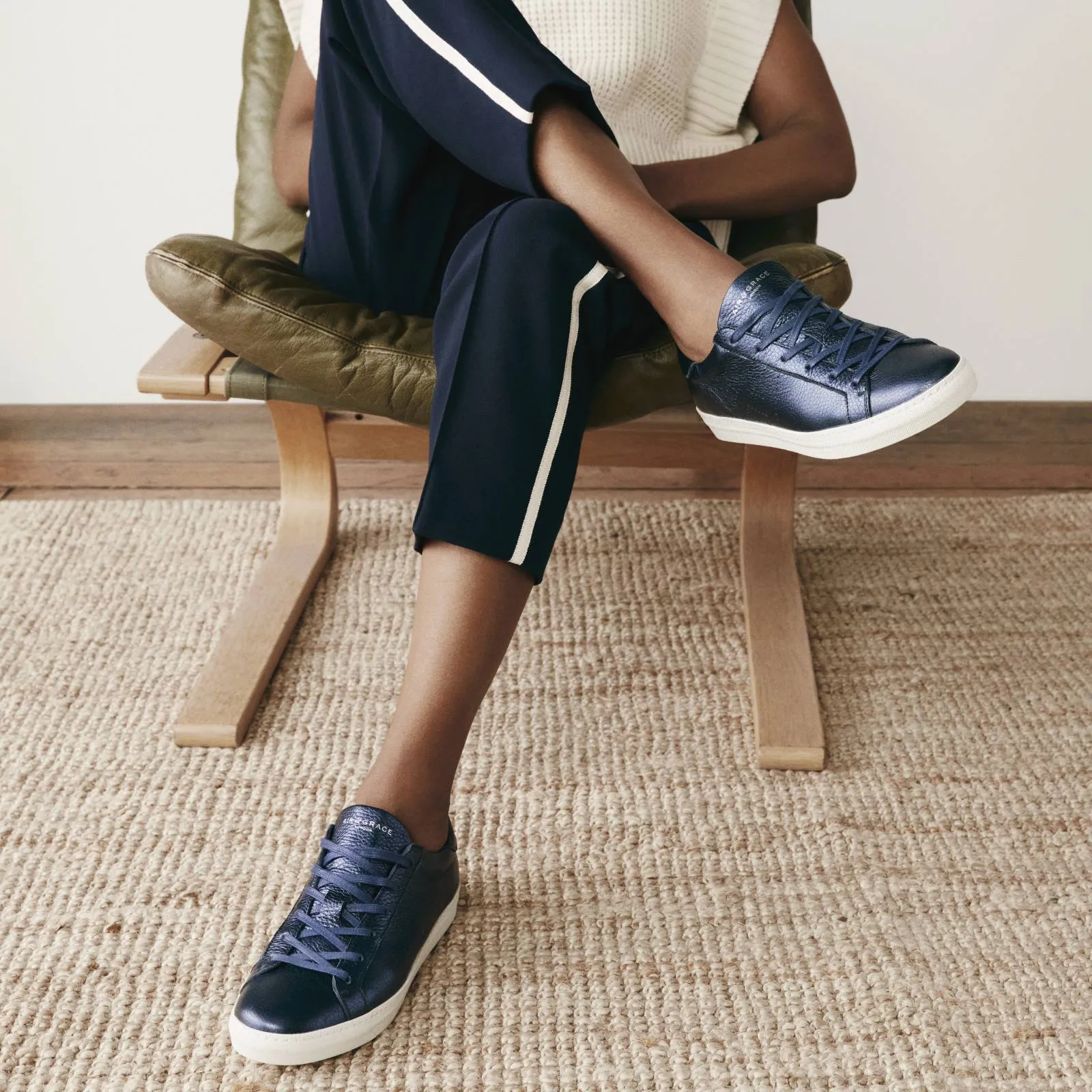 Cru Signature: Navy Shimmer Metallic Trainers