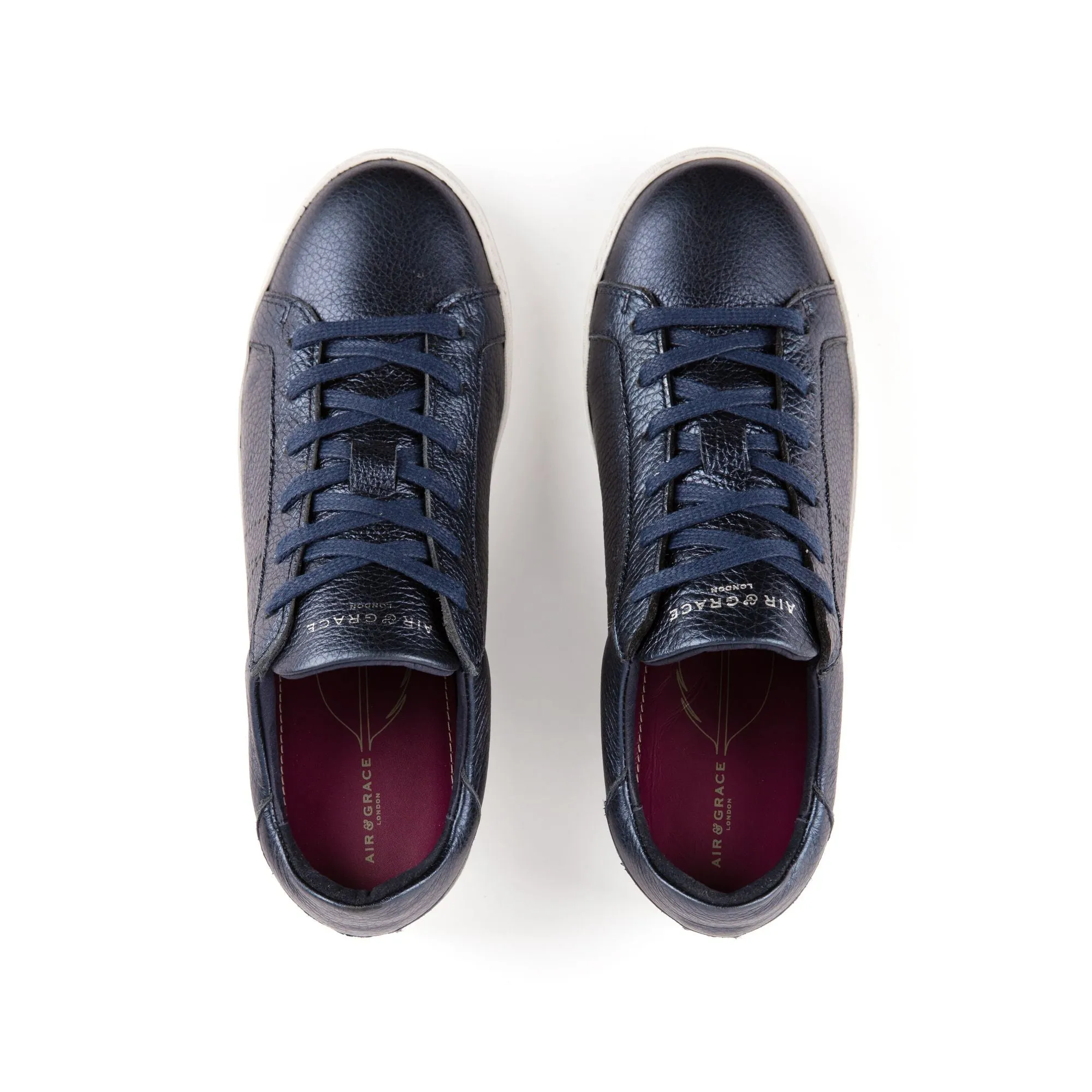 Cru Signature: Navy Shimmer Metallic Trainers