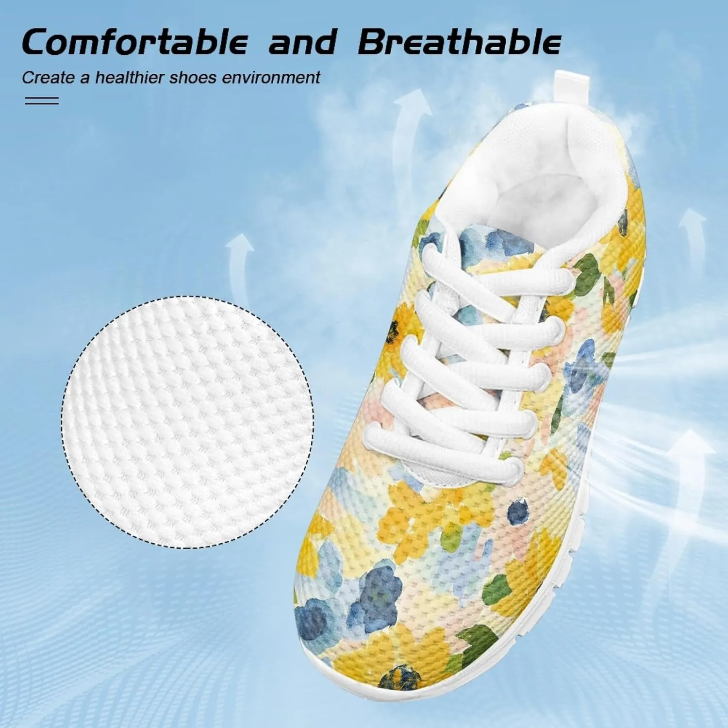 Cumagical Kids Sneakers Adjustable Lace up Breathable Running Shoes for School Sports Outdoor Play