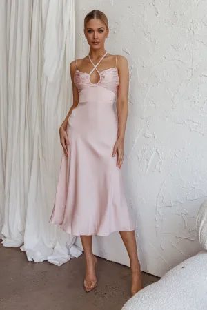 Emmalie Satin Midi Dress Pink