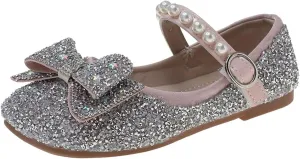 Girls Kids Dress Sandals Sequins Pearl Bow Closed Toe Princess Shoes Summer ow Heels Casual Strap Slipper Fashion Comfy