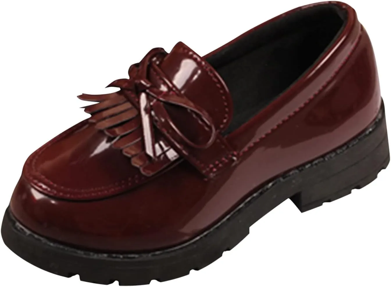 Girls Slip On Leather Loafer Tassel Bow School Dress Shoes For Girls Water Shoes Toddler
