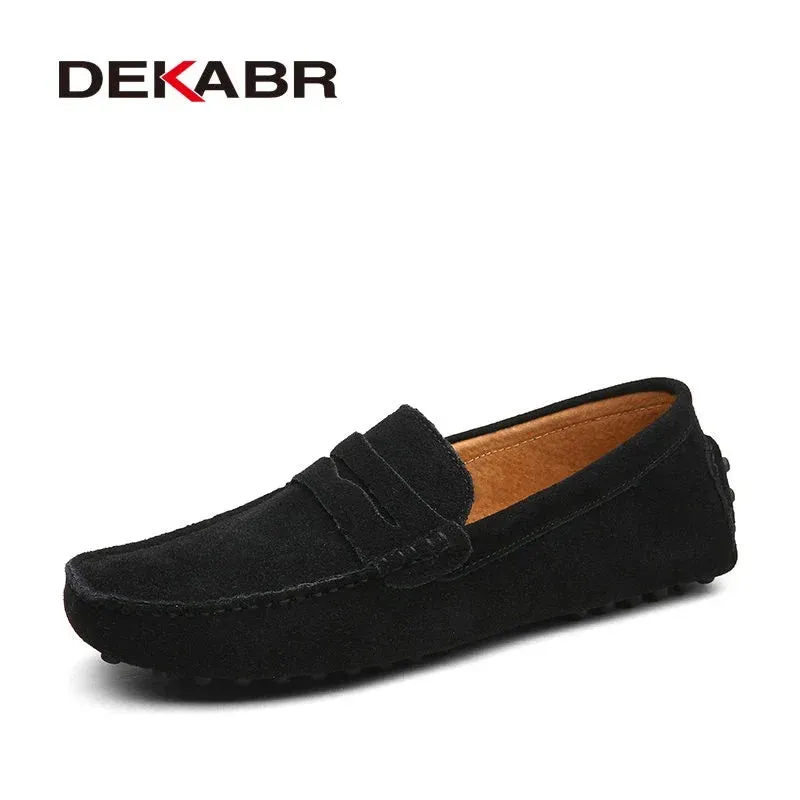 High Quality Genuine Leather Men Loafers Soft Moccasins Large Size Warm Flat Driving Shoes for Spring Autumn