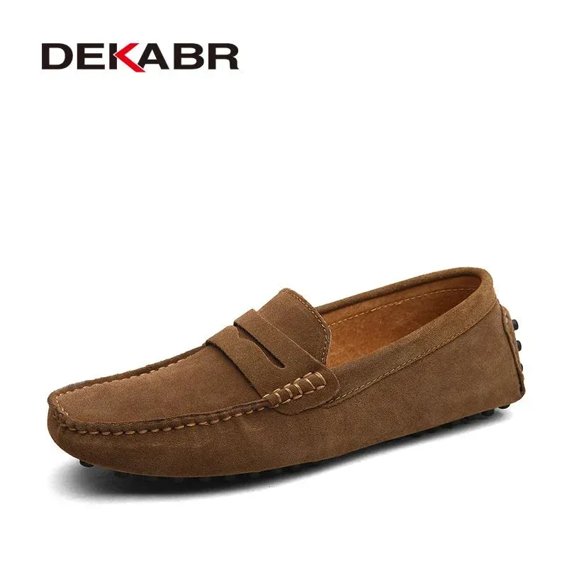 High Quality Genuine Leather Men Loafers Soft Moccasins Large Size Warm Flat Driving Shoes for Spring Autumn
