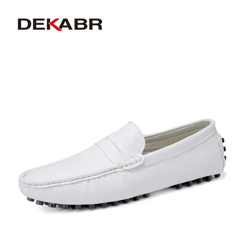 High Quality Genuine Leather Men Loafers Soft Moccasins Large Size Warm Flat Driving Shoes for Spring Autumn