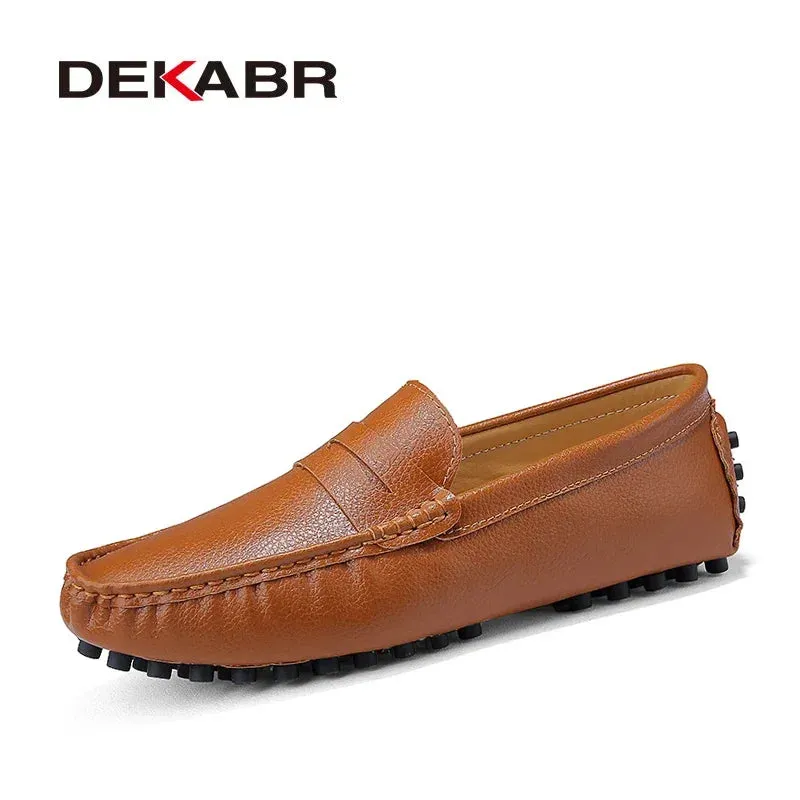 High Quality Genuine Leather Men Loafers Soft Moccasins Large Size Warm Flat Driving Shoes for Spring Autumn