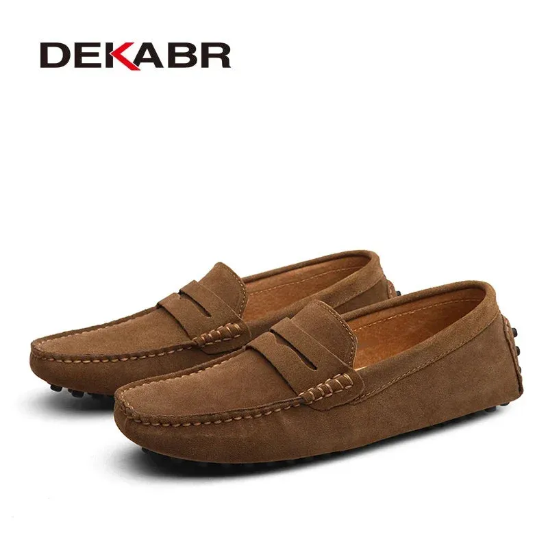 High Quality Genuine Leather Men Loafers Soft Moccasins Large Size Warm Flat Driving Shoes for Spring Autumn