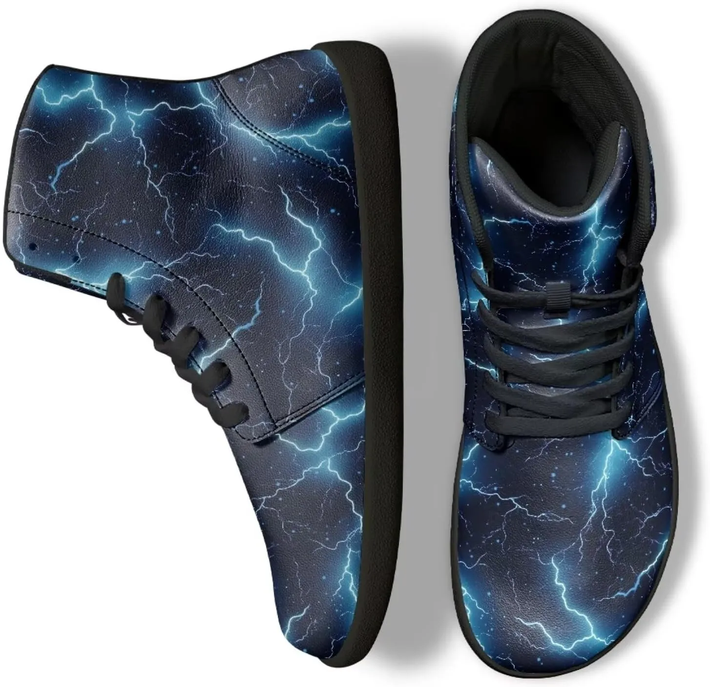 Jeiento Nature Pattern Mens Walking Shoes High Top Barefoot Running Shoes Wide Toe