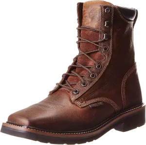 Justin Original Work Mens Rugged Tan Steel Toe Lace Up Work Boots Tan 9 EE