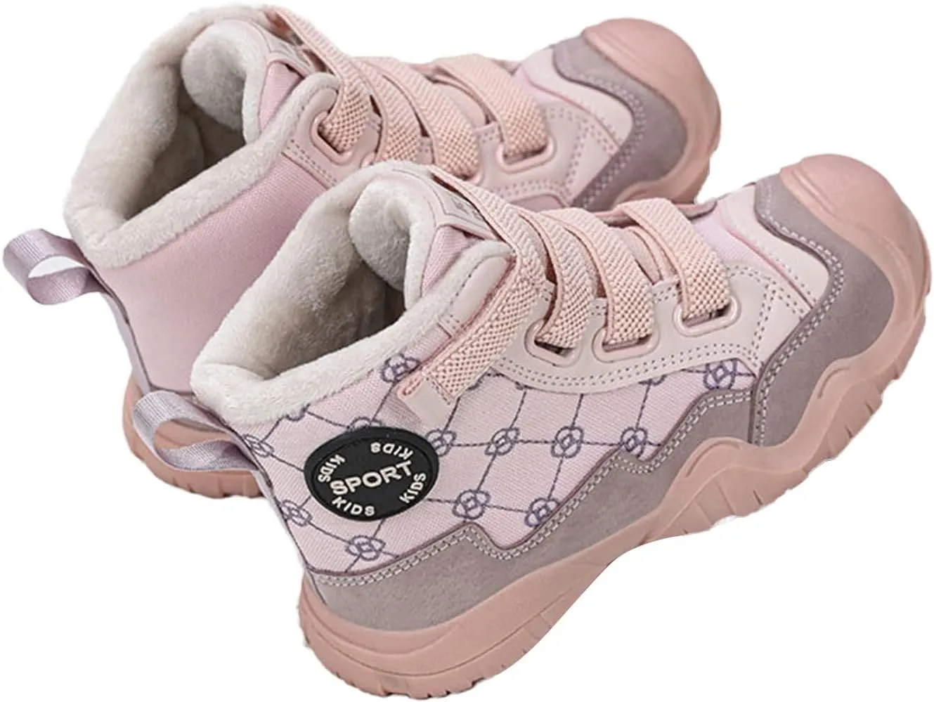 Kids Snow Boots for Girls Boys Comfy Warm Fr Lined Winter Boots Lightweight Slip On Cotton Fuzzy Running Shoes