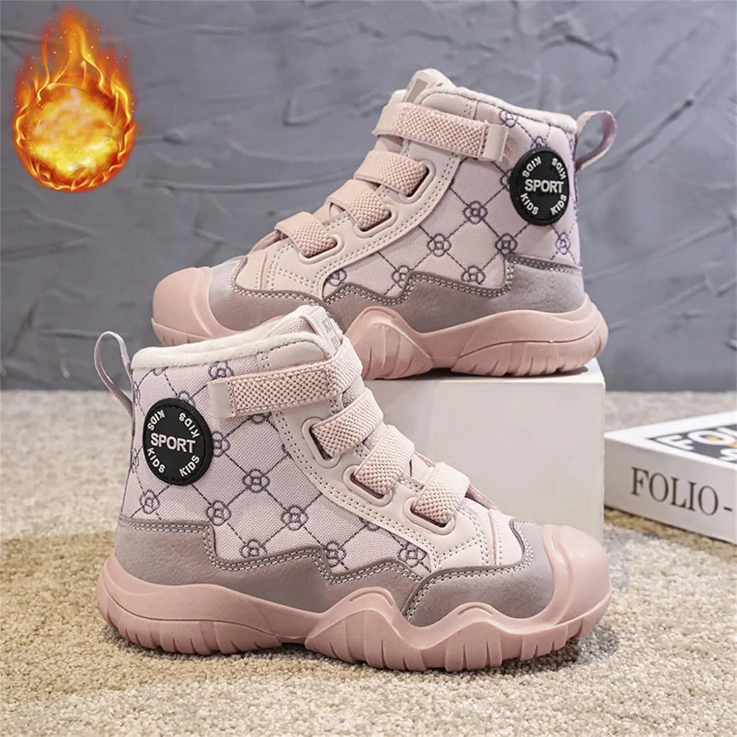 Kids Snow Boots for Girls Boys Comfy Warm Fr Lined Winter Boots Lightweight Slip On Cotton Fuzzy Running Shoes