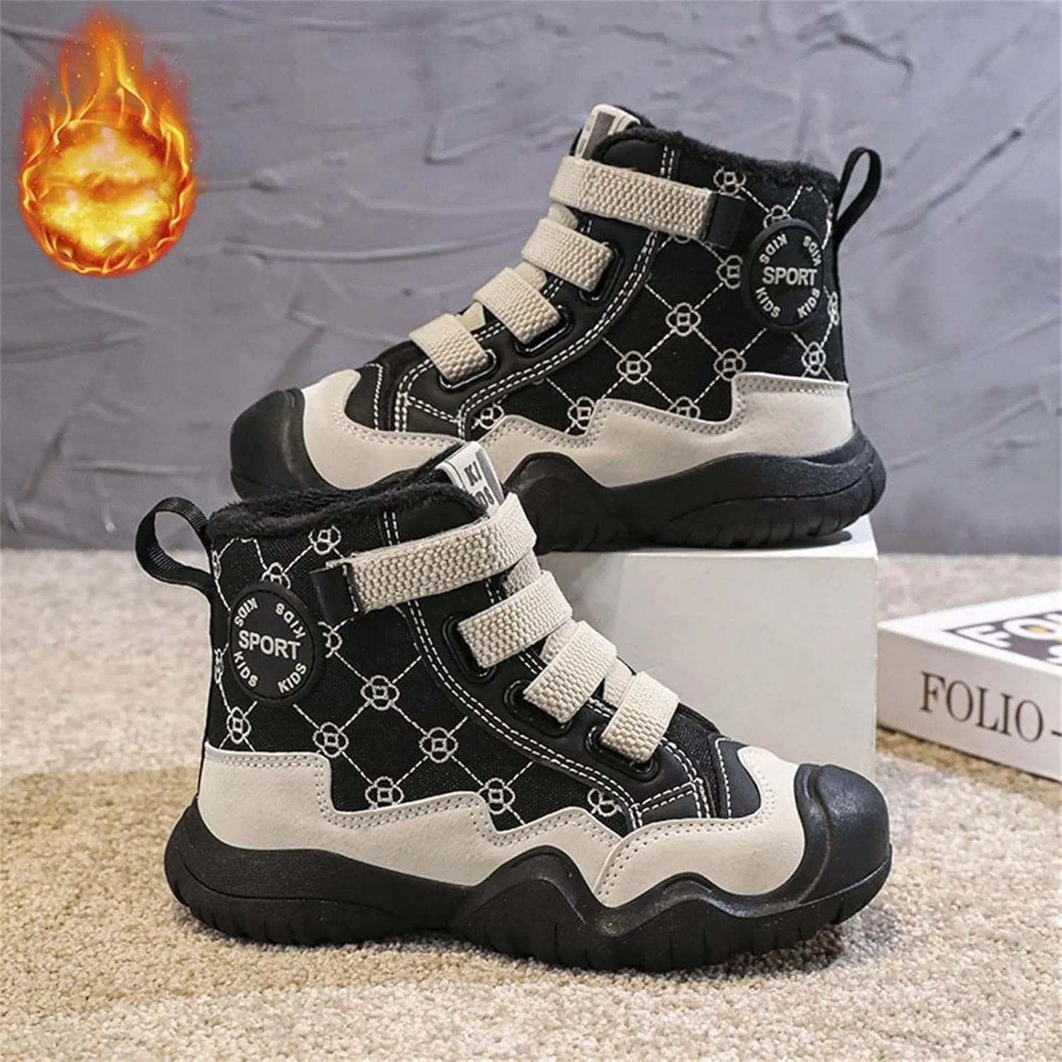 Kids Snow Boots for Girls Boys Comfy Warm Fr Lined Winter Boots Lightweight Slip On Cotton Fuzzy Running Shoes