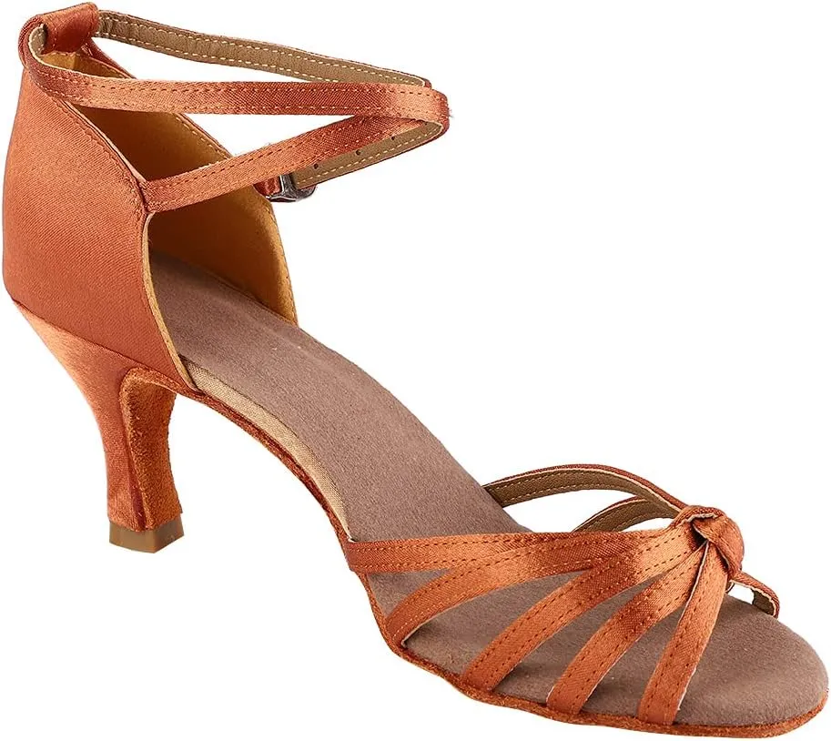 Latin Dance Shoes, Soft Comfortable Ballroom Dance Shoes Non Slip Women Salsa Latin Dancing Practice Shoes with 7cm Heel