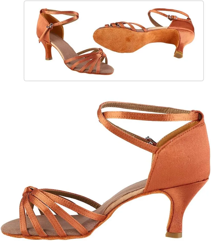 Latin Dance Shoes, Soft Comfortable Ballroom Dance Shoes Non Slip Women Salsa Latin Dancing Practice Shoes with 7cm Heel
