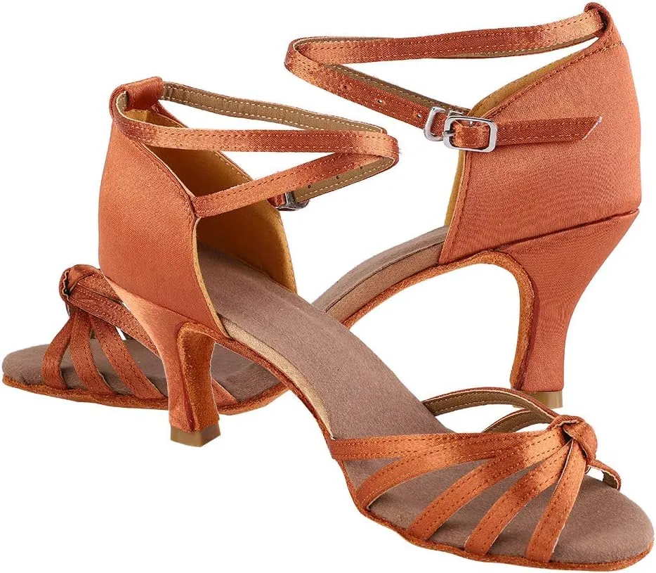 Latin Dance Shoes, Soft Comfortable Ballroom Dance Shoes Non Slip Women Salsa Latin Dancing Practice Shoes with 7cm Heel