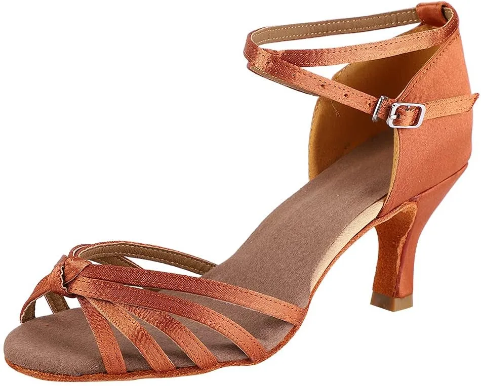 Latin Dance Shoes, Soft Comfortable Ballroom Dance Shoes Non Slip Women Salsa Latin Dancing Practice Shoes with 7cm Heel