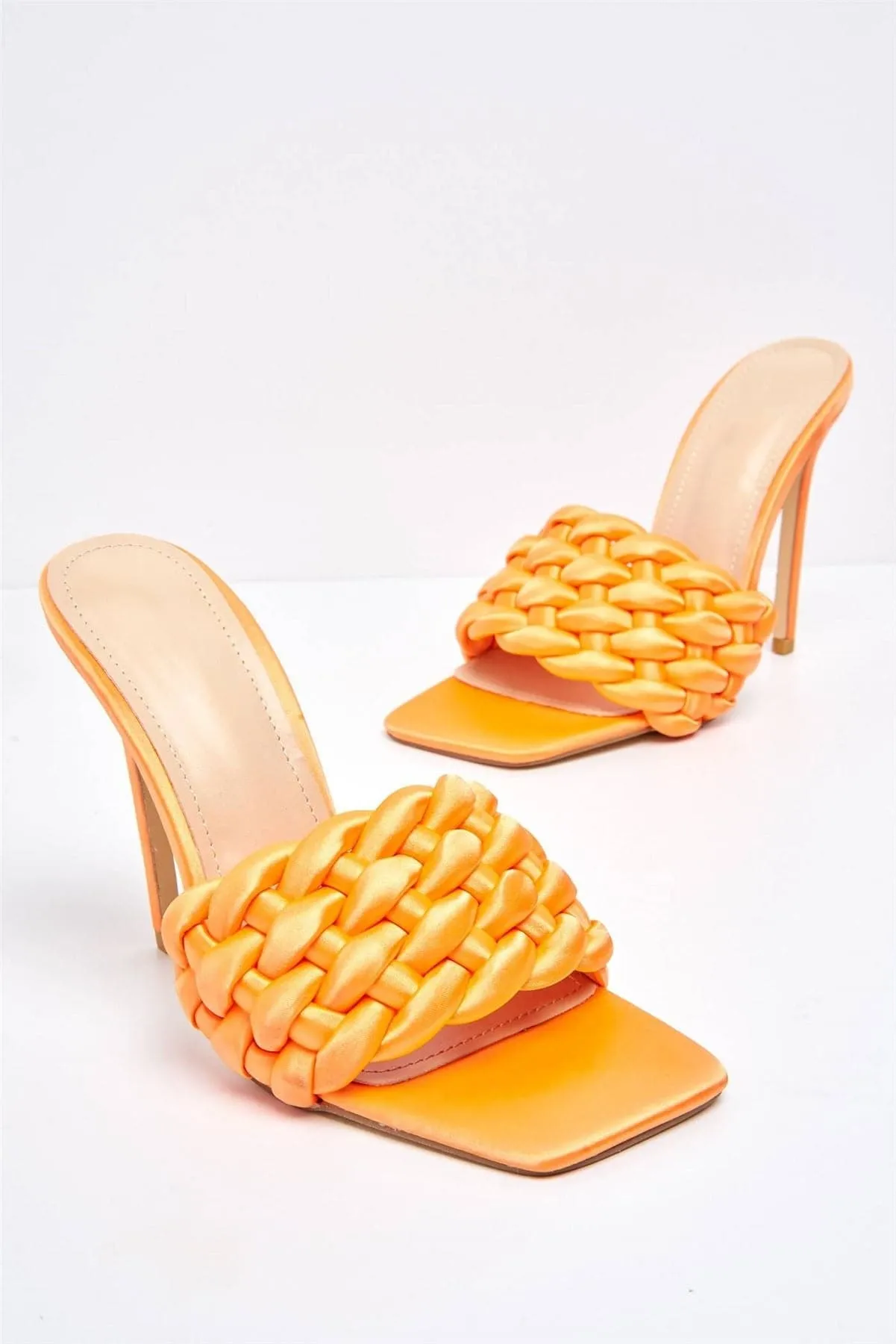 Lucca Plaited Band Square-toe Mule in Orange