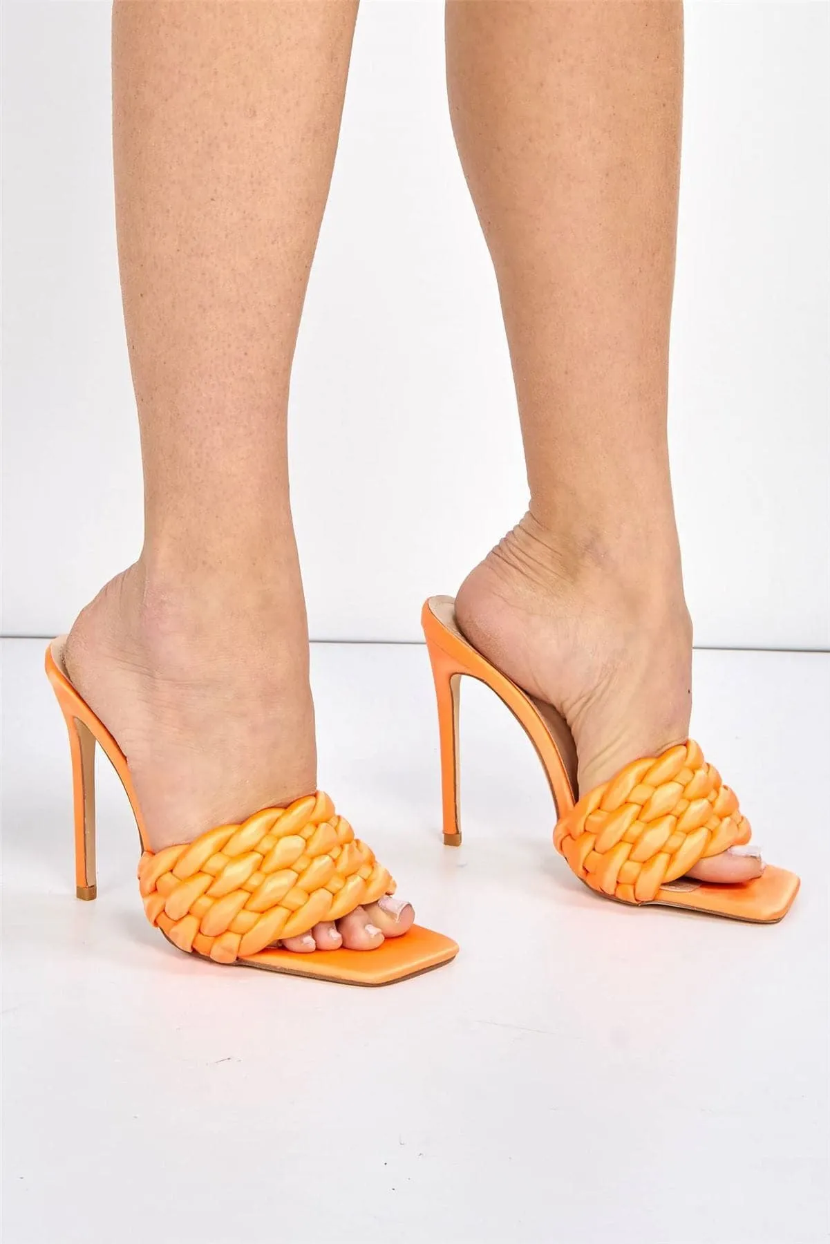 Lucca Plaited Band Square-toe Mule in Orange