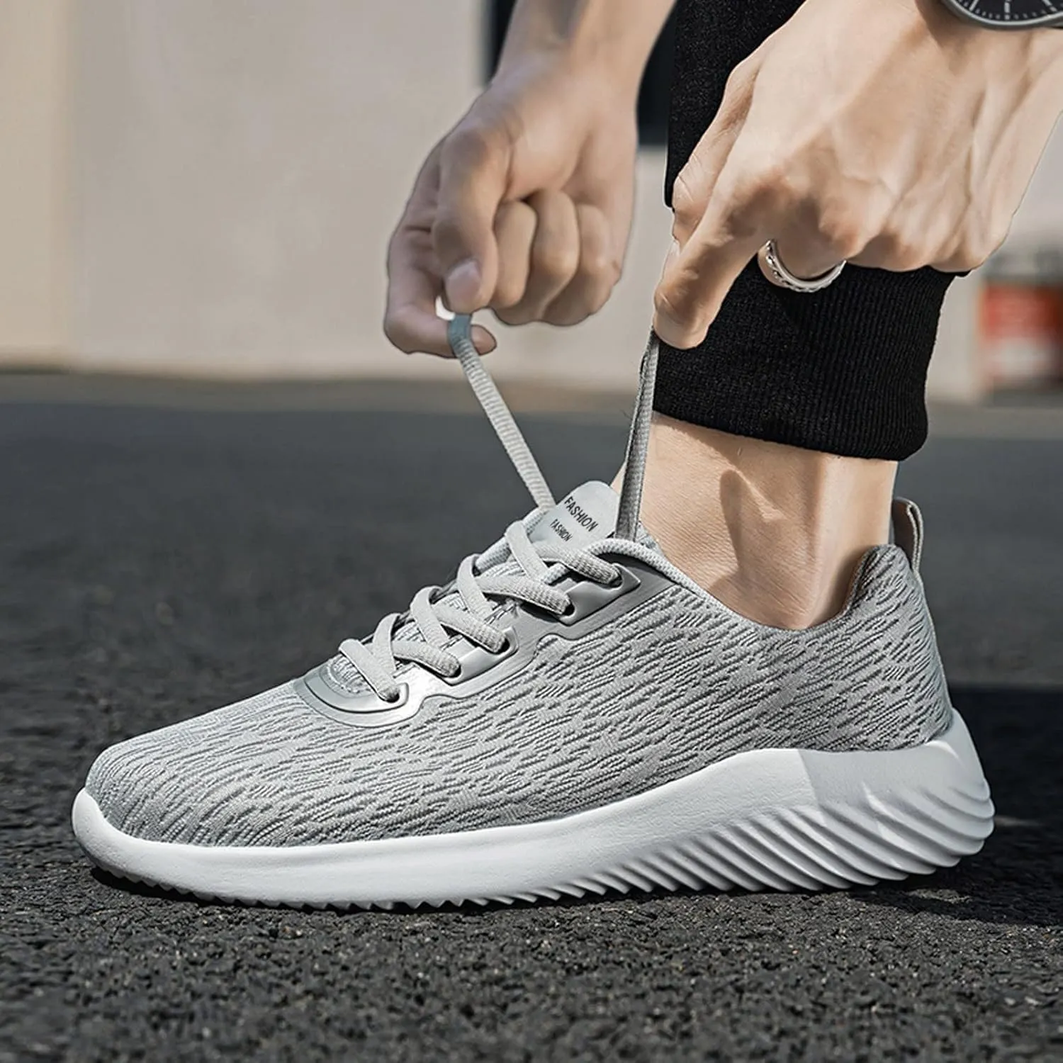 Men's Lightweight Cushion Sneakers Breathable Casual Comfortable Walking Sneaker Arch Support Plantar Fasciitis