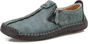 Mens Loafers Slip On Casual Shoes Leather Flat Penny Loafers Outdoor Lightweight Breathable Walking Driving Shoes Comfort Classic Hand Stitching Office Dress Work Shoes Anti Slip Round Toe Moccasins